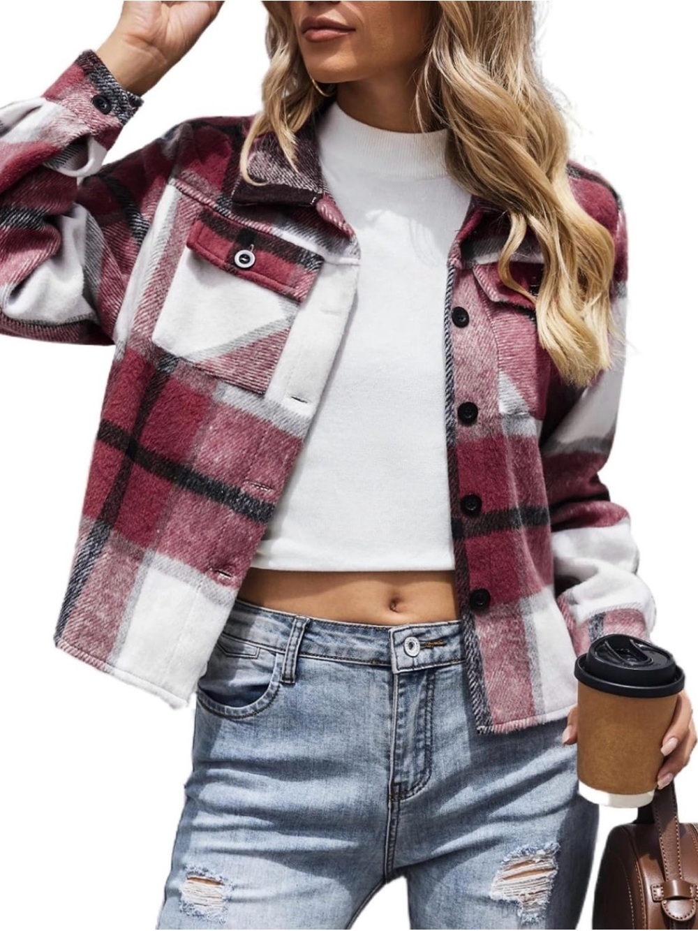 NWOT • Zeagoo Cropped Flannel Shacket